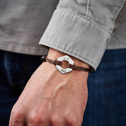 Personalised Men's Infinity Initials Sterling Silver Bracelet