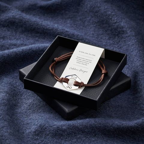 Personalised Men's Infinity Initials Sterling Silver Bracelet