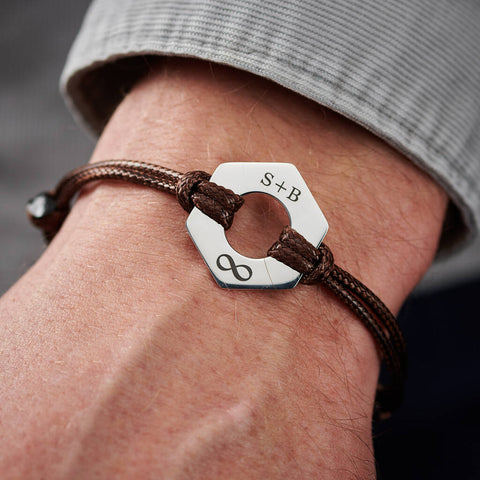 Personalised Men's Infinity Initials Sterling Silver Bracelet