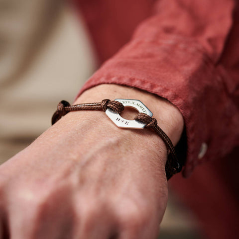 Personalised Men's Roman Numeral Date Sterling Silver Bracelet