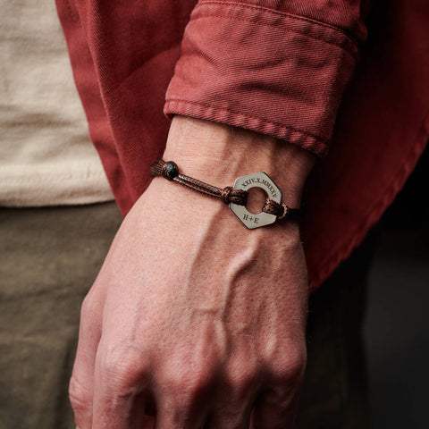 Personalised Men's Roman Numeral Date Sterling Silver Bracelet