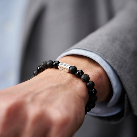 Personalised Men's Sterling Silver And Black Onyx Bead Tally Year Bracelet