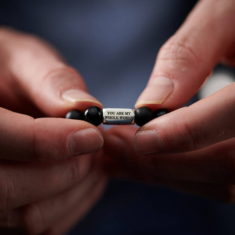 Personalised Men's Sterling Silver And Black Onyx Bead Tally Year Bracelet