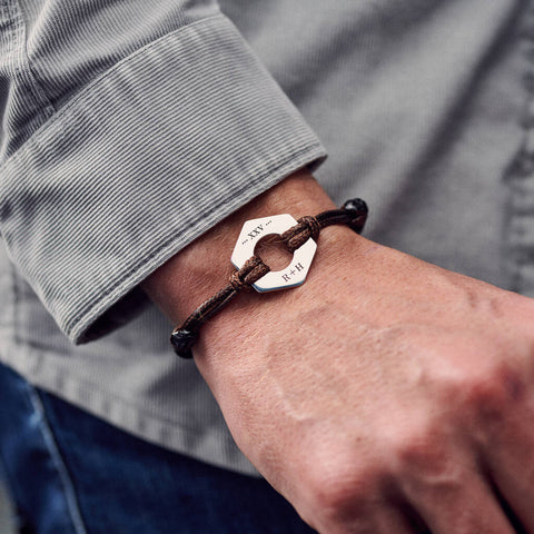 Personalised Men's Twenty Five Year Anniversary Sterling Silver Bracelet