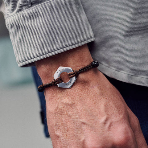 Personalised Men's Twenty Five Year Anniversary Sterling Silver Bracelet