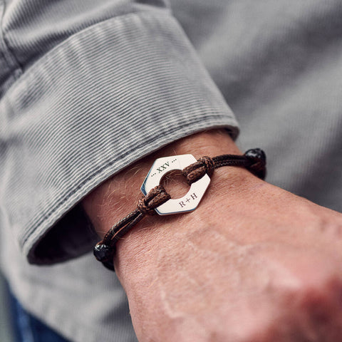 Personalised Men's Twenty Five Year Anniversary Sterling Silver Bracelet