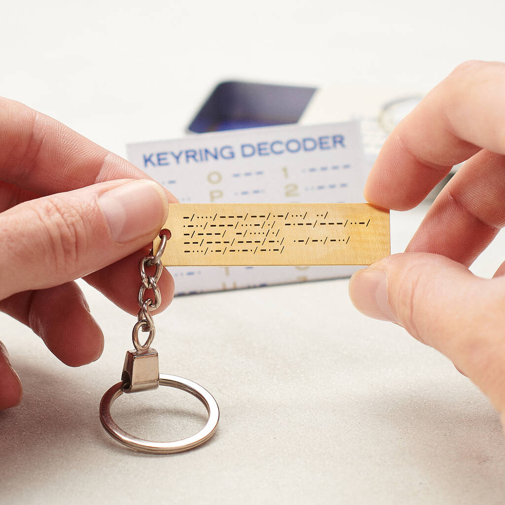 Personalised Morse Code Brass Keyring And Decoder In A Tin ...