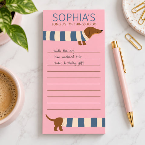 Personalised Sausage Dog To-do Pad