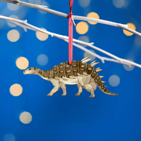 Wooden Nodosaurus Dinosaur Christmas Tree Decoration