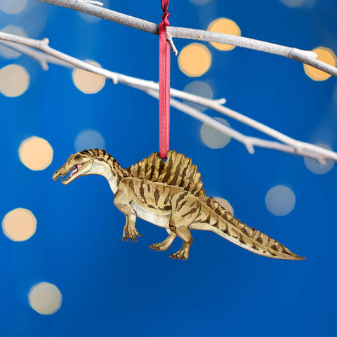 Wooden Spinosaurus Dinosaur Christmas Tree Decoration