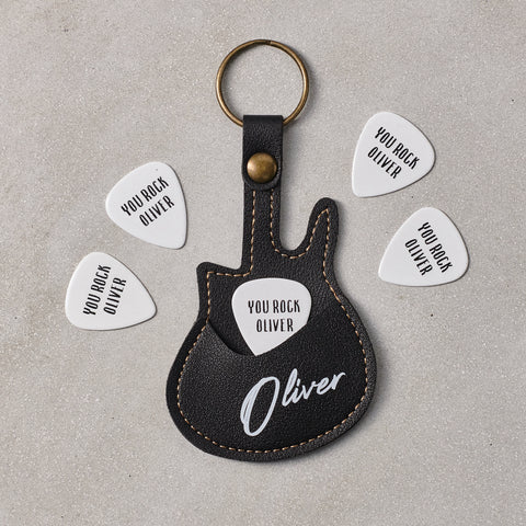 Personalised Guitar Pick Holder Keyring