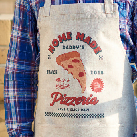 Oakdene Designs Apron / Oven Gloves Personalised Burlap Pizza Apron