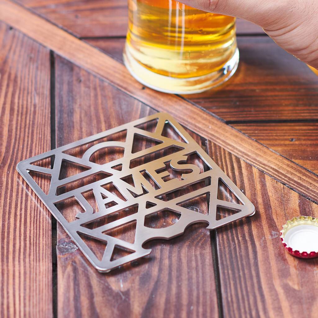 Oakdene Designs Bottle Opener Personalised Stainless Steel Coaster Bottle Opener