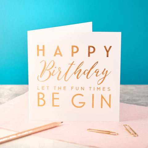 Oakdene Designs Cards Copper Foiled Gin Birthday Card