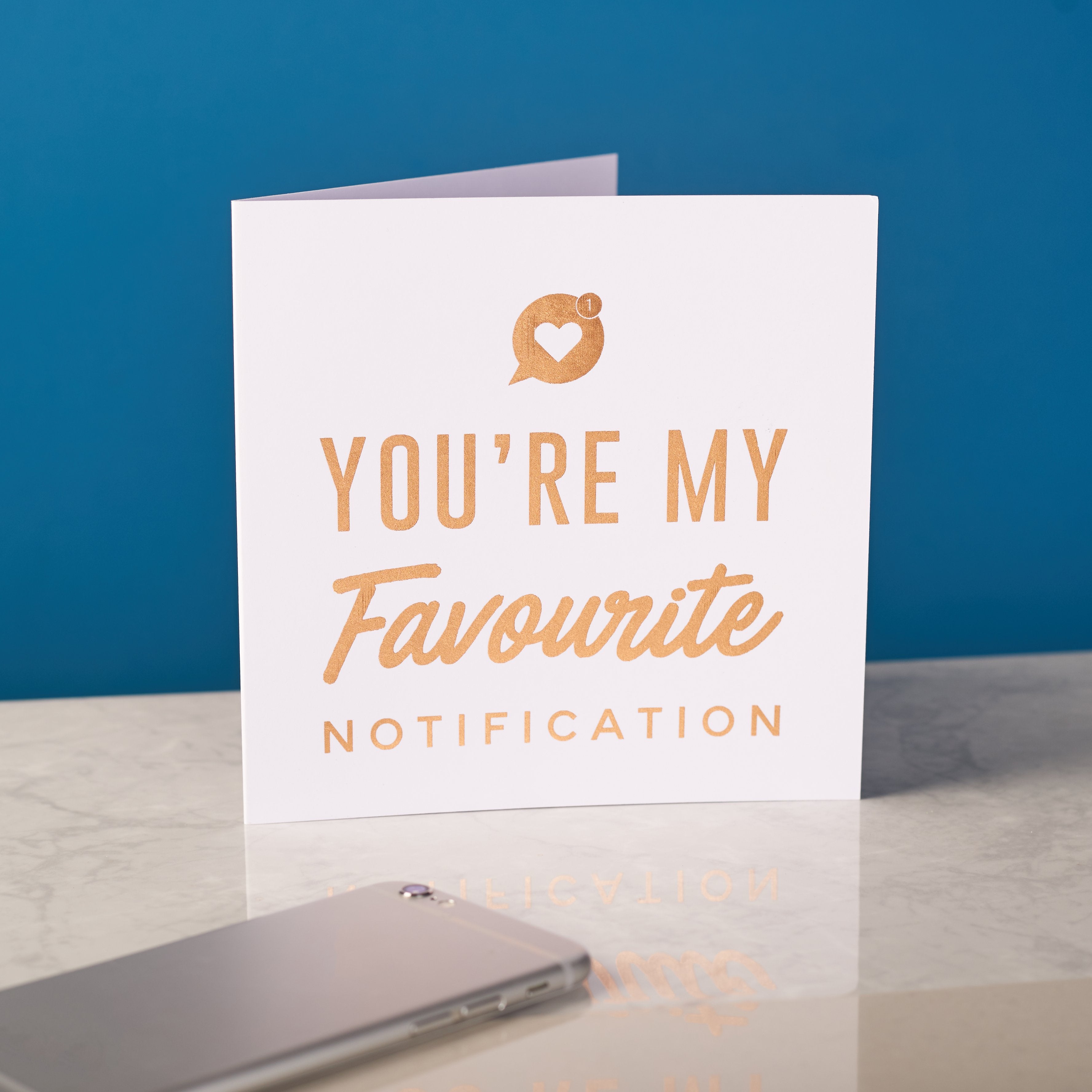 Oakdene Designs Cards 'Favourite Notification' Valentine's Copper Foiled Card