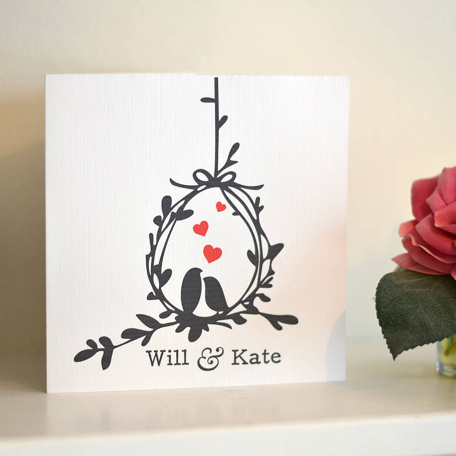 Oakdene Designs Cards Love Birds Personalised Anniversary Card