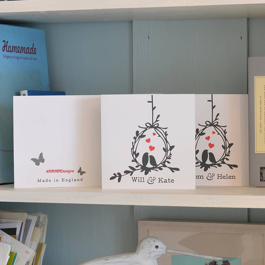 Oakdene Designs Cards Love Birds Personalised Anniversary Card