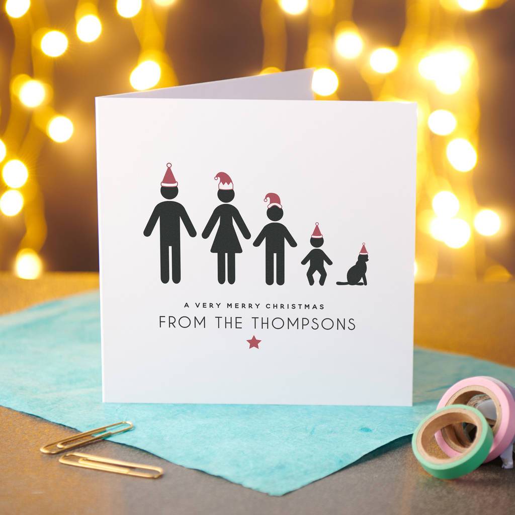 Oakdene Designs Cards Personalised 10 Pack Of Family Christmas Cards