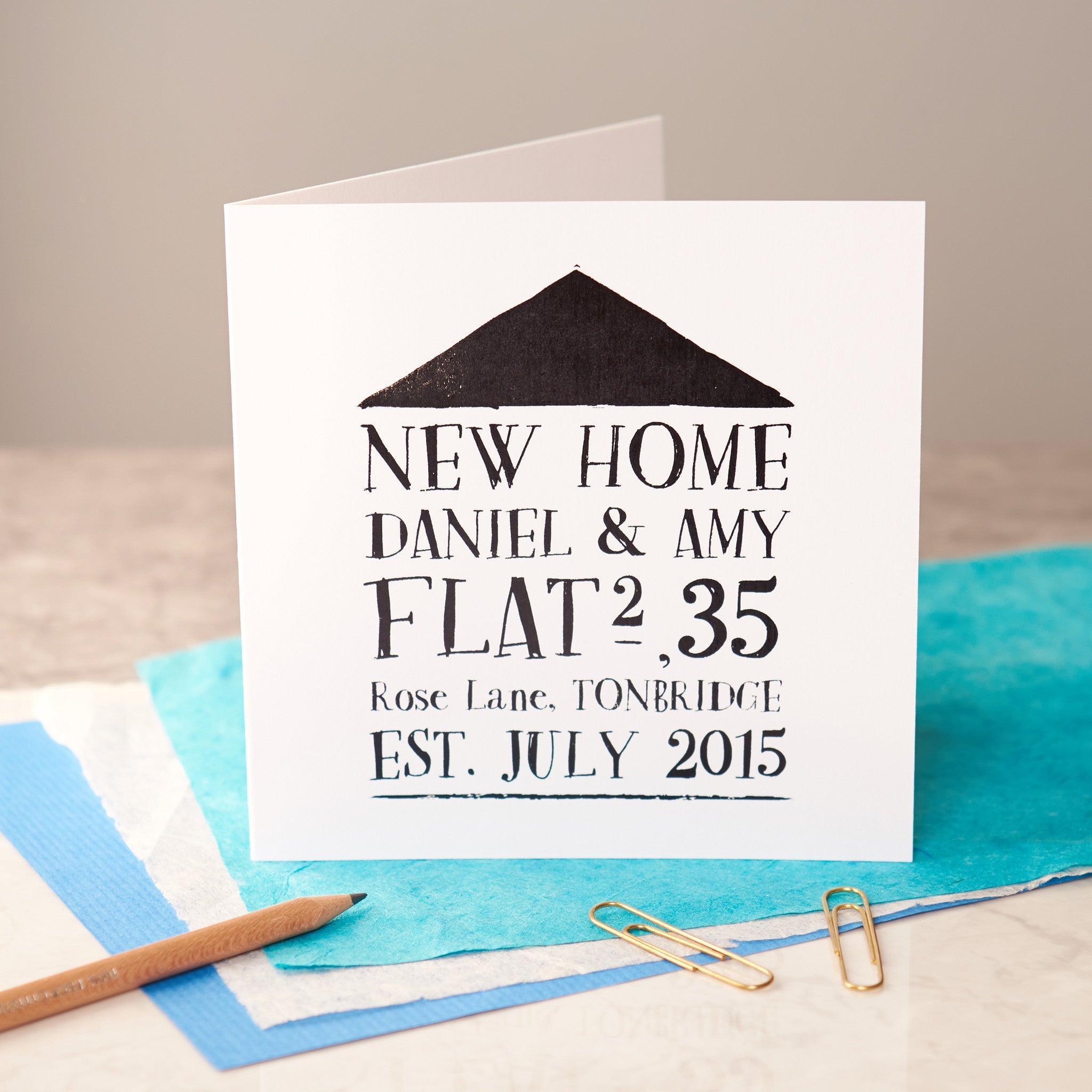 Oakdene Designs Cards Personalised Black Foiled New Home Card