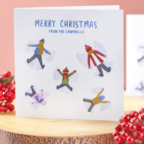 Oakdene Designs Cards Personalised Family Snow Angel Christmas Card Pack