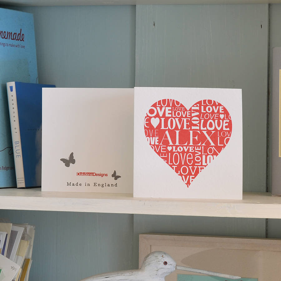 Oakdene Designs Cards Personalised Love Heart Card