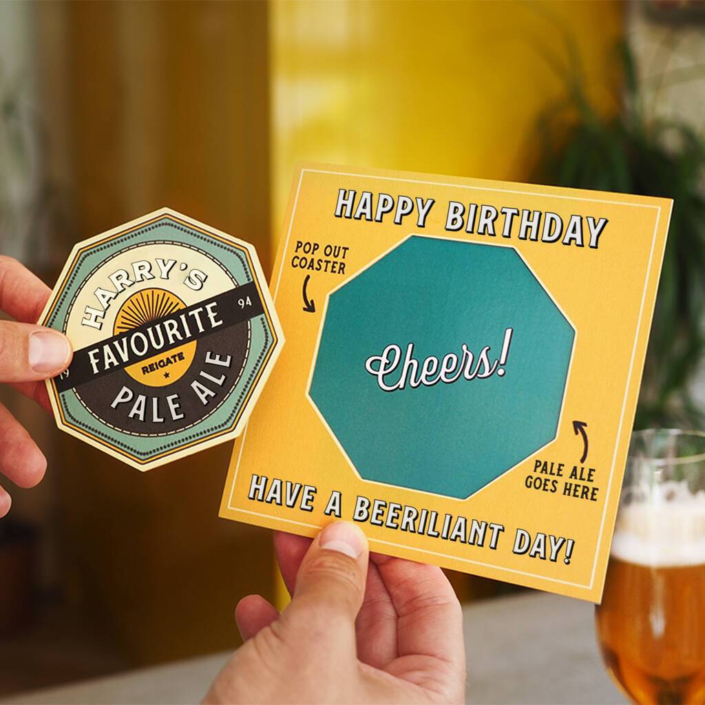 Oakdene Designs Cards Personalised Pop Out Beer Celebration Card