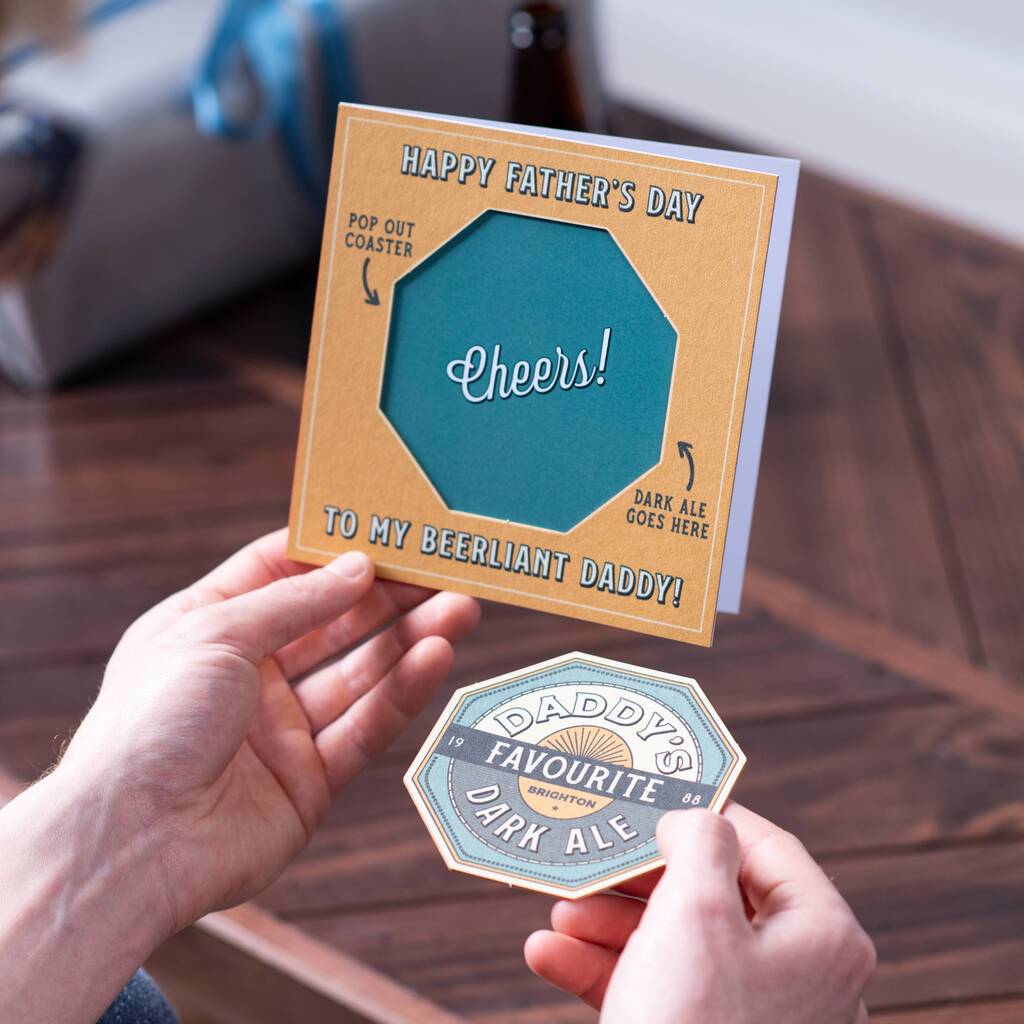 Oakdene Designs Cards Personalised Pop Out Beer Mat Father's Day Card