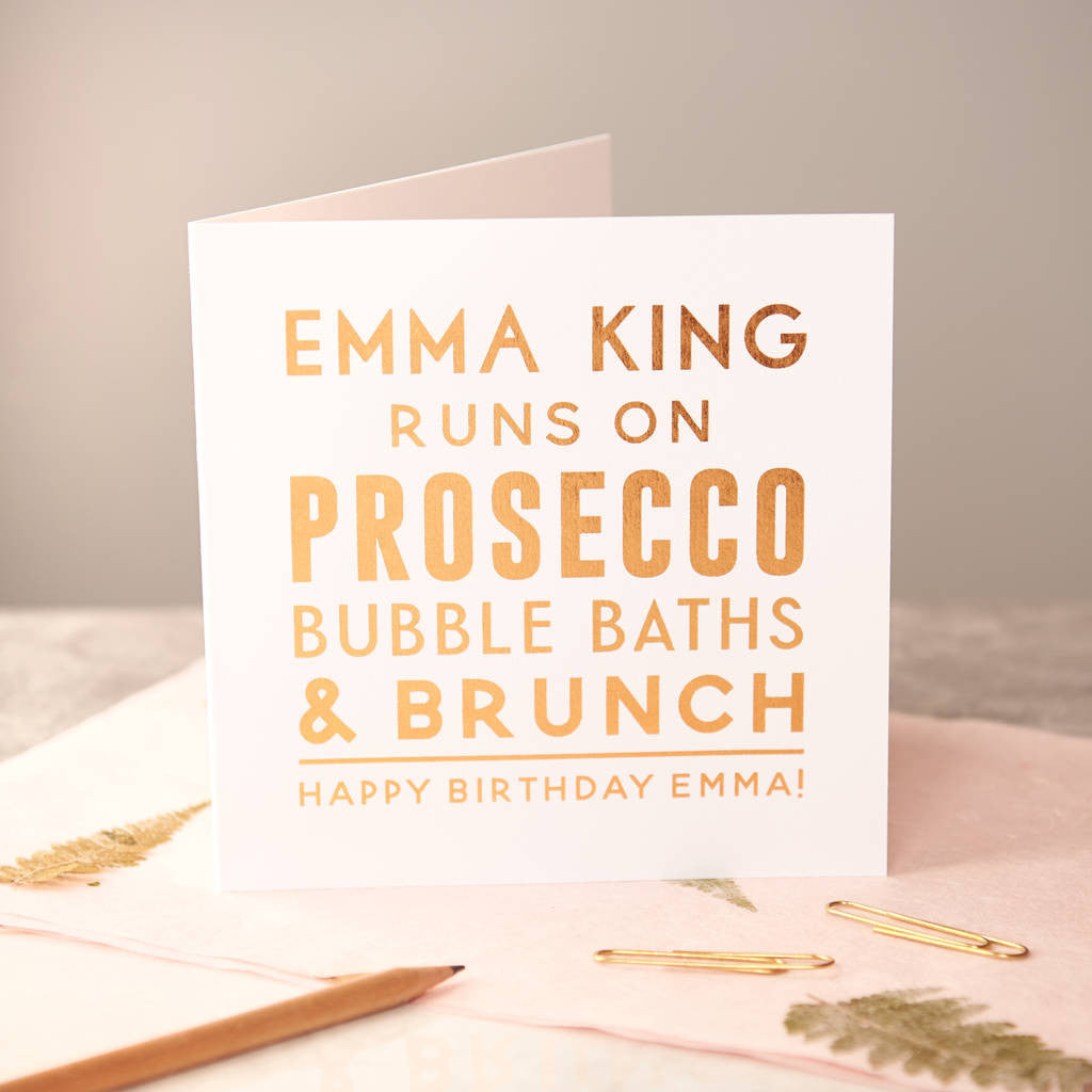 Oakdene Designs Cards Personalised 'Runs On' Copper Foiled Birthday Card