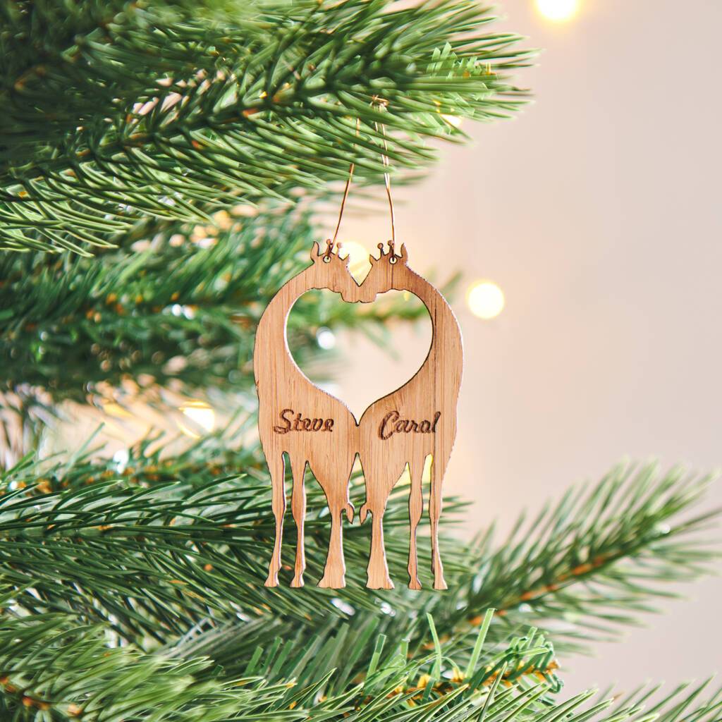 Oakdene Designs Christmas Decorations Bamboo Personalised Giraffe Christmas Decoration