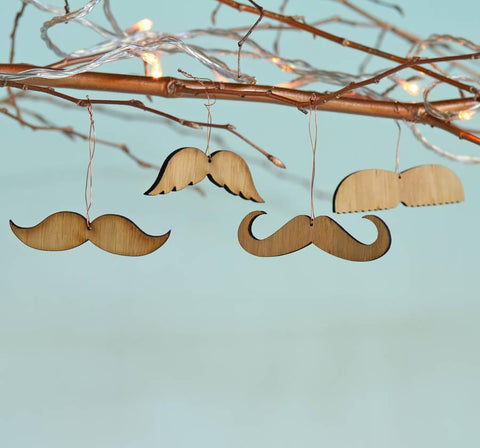 Christmas Bamboo Moustache Decorations - Oakdene Designs