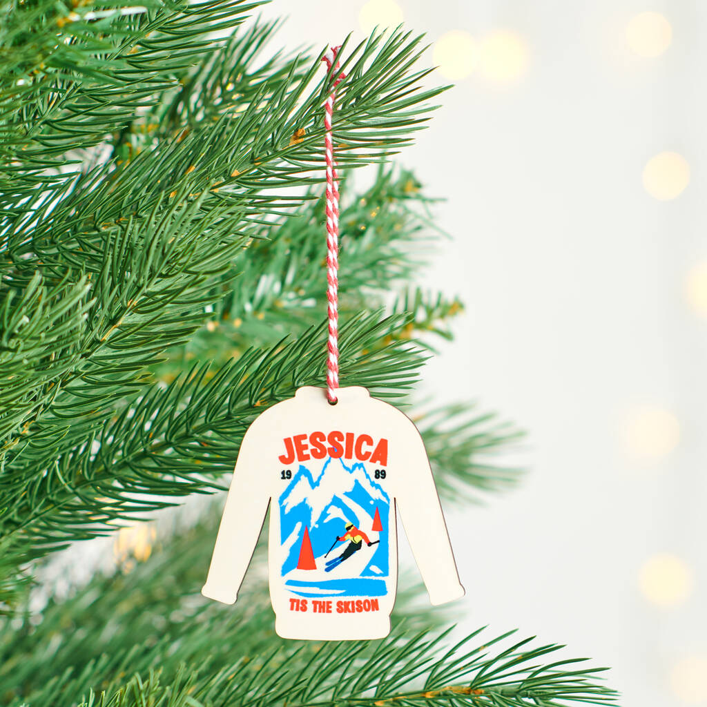 Oakdene Designs Christmas Decorations Personalised Alpine Ski Jumper Christmas Tree Decoration