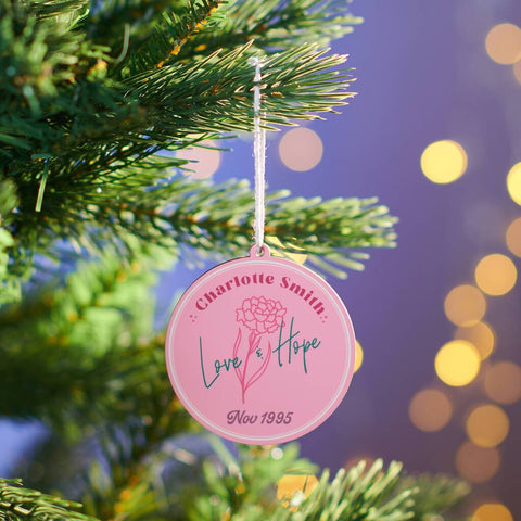 Oakdene Designs Christmas Decorations Personalised Birth Flower Christmas Bauble
