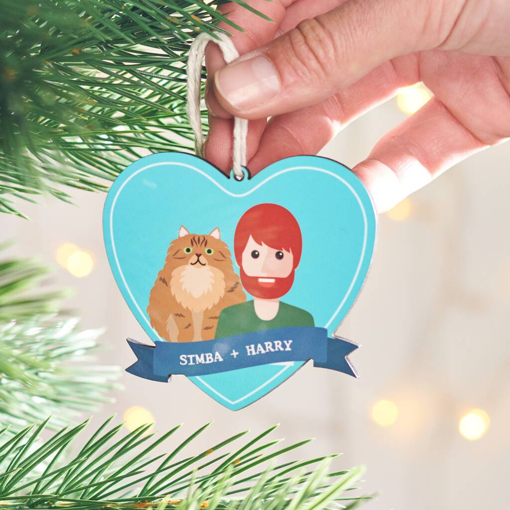 Oakdene Designs Christmas Decorations Personalised Cat And Owner Hanging Christmas Decoration