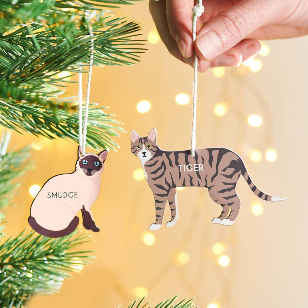 Oakdene Designs Christmas Decorations Personalised Cat Christmas Decoration