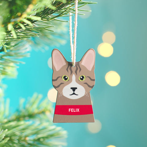 Oakdene Designs Christmas Decorations Personalised Cat Hanging Christmas Decoration