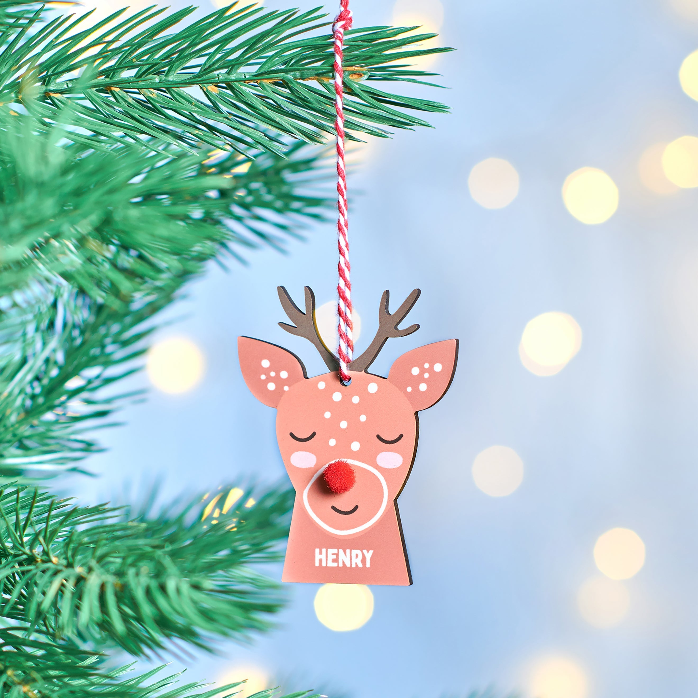 Oakdene Designs Christmas Decorations Personalised Children's Pom Pom Reindeer Decoration