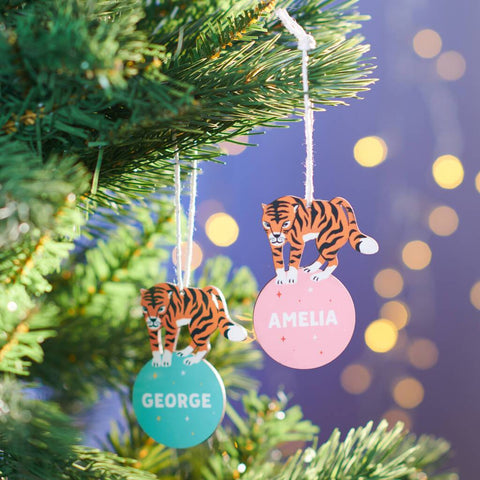 Oakdene Designs Christmas Decorations Personalised Children's Tiger Christmas Decoration