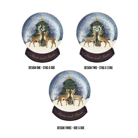Oakdene Designs Christmas Decorations Personalised Couples Deer Snow Globe Decoration