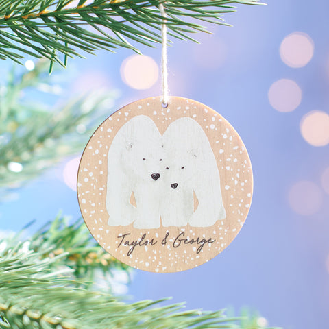 Oakdene Designs Christmas Decorations Personalised Couples Polar Bear Bauble