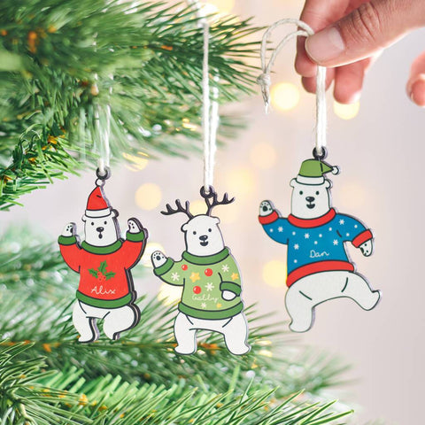 Oakdene Designs Christmas Decorations Personalised Dancing Polar Bear Decoration