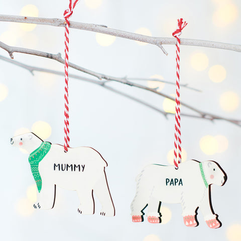 Oakdene Designs Christmas Decorations Personalised Family Bear Decoration