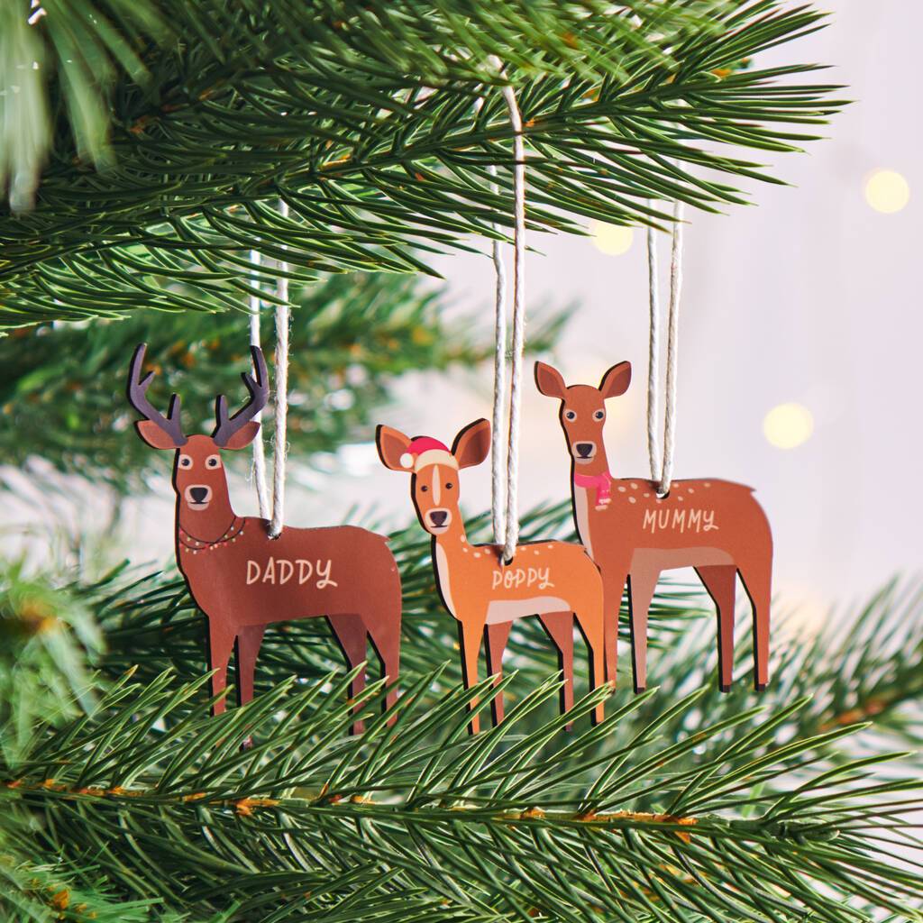 Oakdene Designs Christmas Decorations Personalised Family Deer Christmas Hanging Decoration