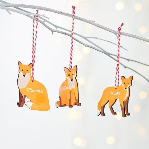 Oakdene Designs Christmas Decorations Personalised Family Fox Decoration