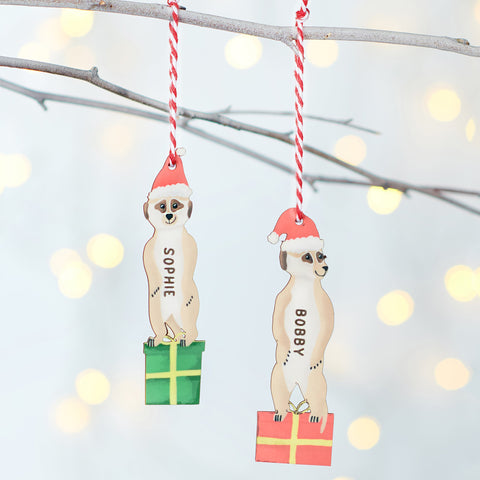 Oakdene Designs Christmas Decorations Personalised Family Meerkat Decoration