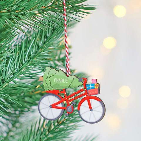 Oakdene Designs Christmas Decorations Personalised Festive Bicycle Decoration