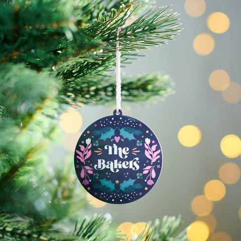 Oakdene Designs Christmas Decorations Personalised Floral Family Christmas Bauble