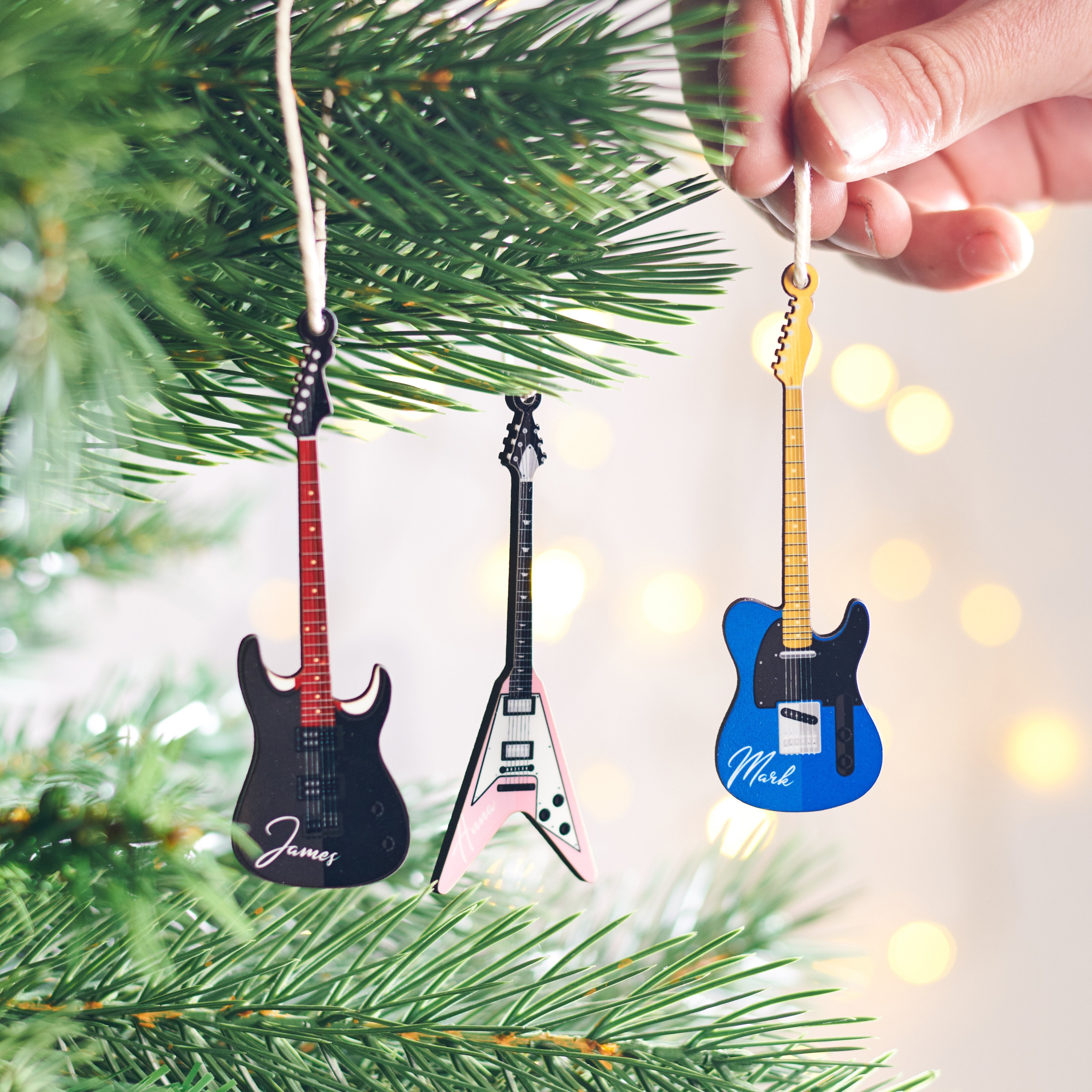 Oakdene Designs Christmas Decorations Personalised Guitar Christmas Decoration