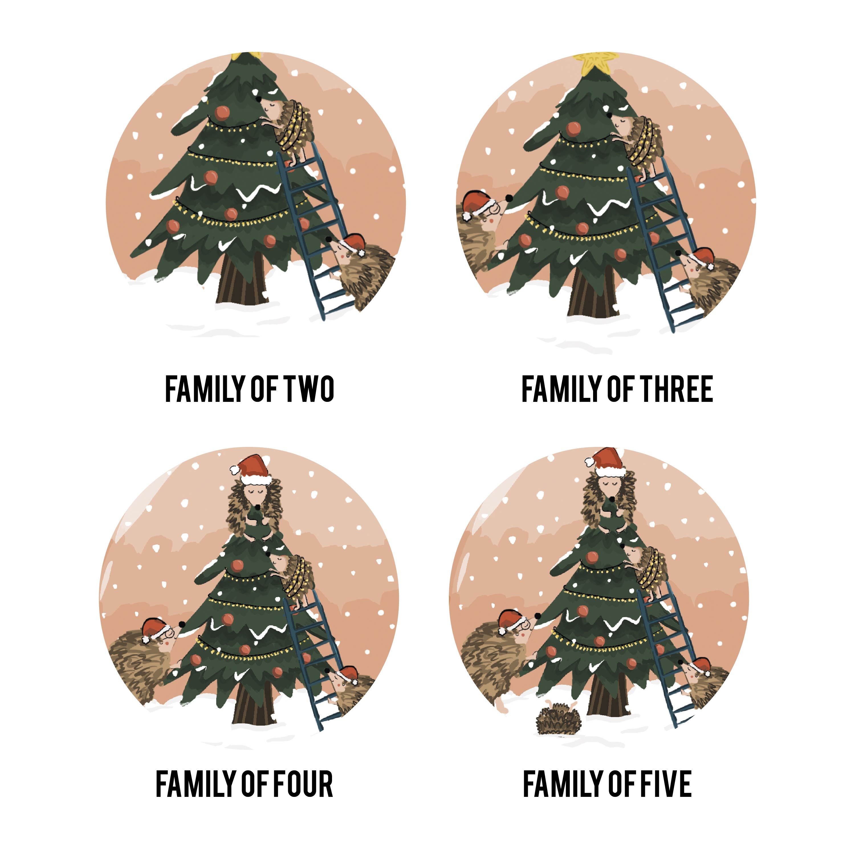 Oakdene Designs Christmas Decorations Personalised Hedgehog Family Snow Globe Decoration