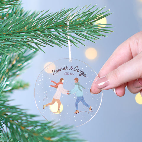 Oakdene Designs Christmas Decorations Personalised Ice Skating Acrylic Bauble Decoration