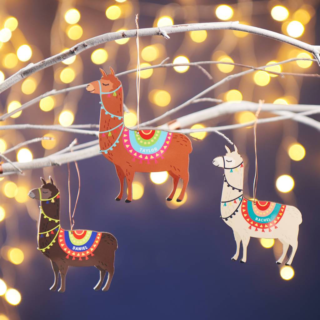 Oakdene Designs Christmas Decorations Personalised Llama Christmas Tree Decoration